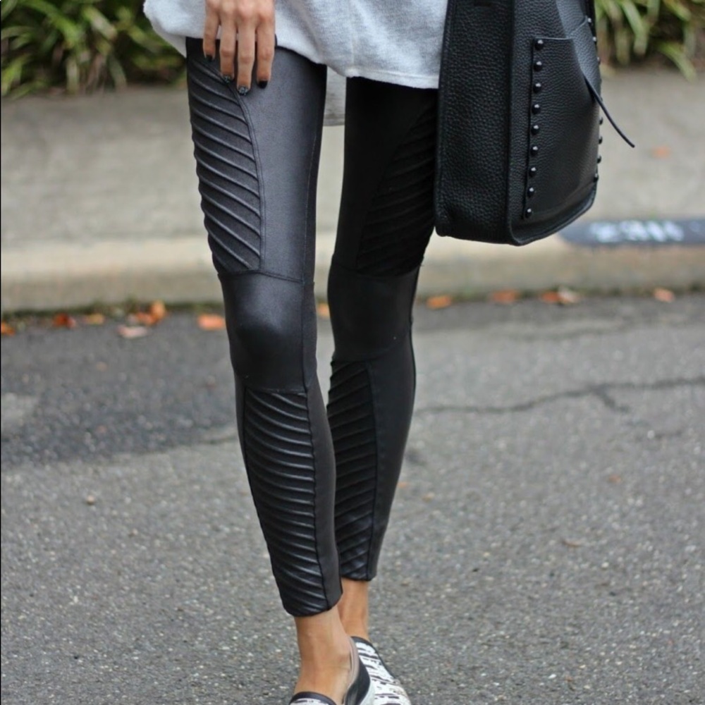 SPANX Faux Leather Moto leggings Very Black XL